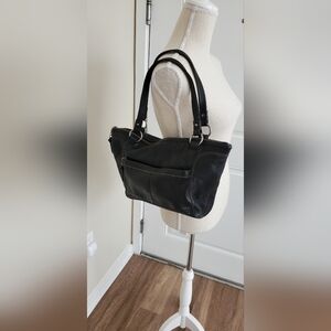 Clarks Black Leather Bag with Patterned Lining